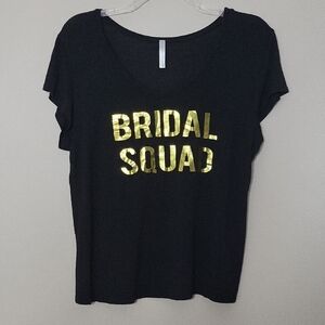 Womens Loungewear | Black Bridal Squad T-Shirt with Gold Lettering | BB216C
